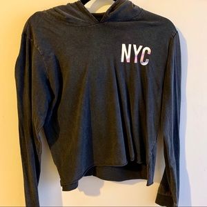 NYC cropped dark grey hoodie!